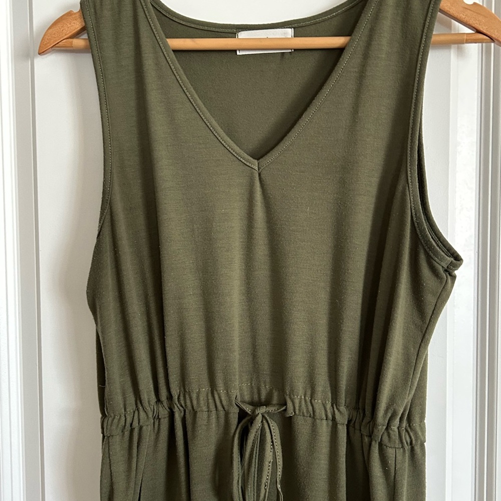 dressbarn Olive Green High Low Dress with tie front - Picture 2 of 5